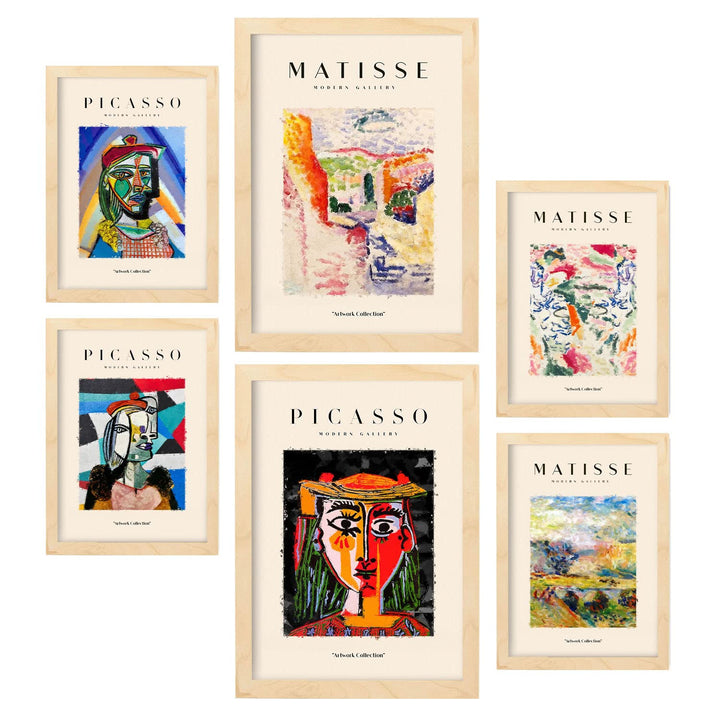 Nacnic Set mit 6 Postern von Picasso und Matisse. Letztes Jahrhundert. Drucke des Fauvismus und Surr