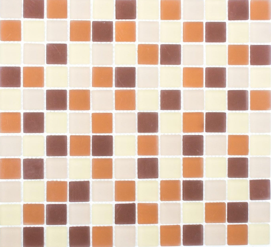 Mosaik Quadrat Crystal mix braun matt (gefrostet) Glasmosaik Transluzent Transparent 3D Fliesenspieg