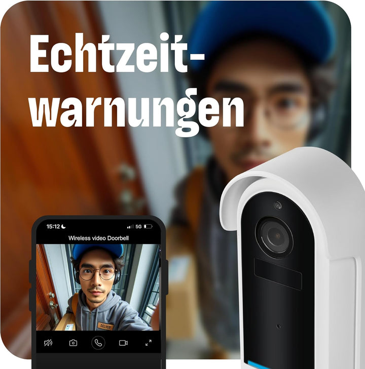 OMAJIN by Netatmo, Smarte Videotürklingel, 2 K, schnurlos, Batterien, Gong inbegriffen, Bewegungs-/P