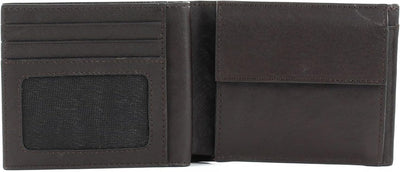 Piquadro Black Square Wallet with Flip Dark Brown