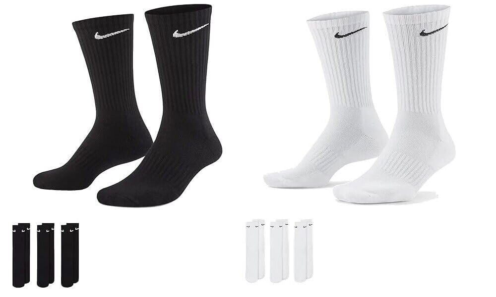 Nike Herren Everyday Cushioned Crew Crew-trainingssocken (6 Paar) 38-42 Schwarz, 38-42 Schwarz