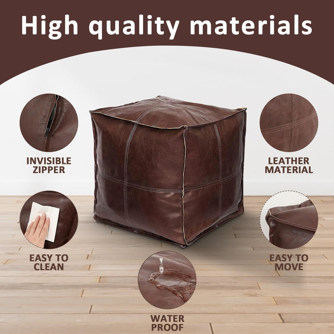 Louis Donné Ungefüllt Fusshocker PU-Kunstleder Fuẞstütze Langlebig Quadrat Sitzpuff Pouf Hocker Ohne
