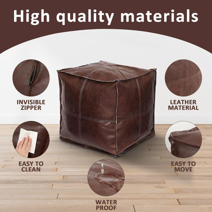 Louis Donné Ungefüllt Fusshocker PU-Kunstleder Fuẞstütze Langlebig Quadrat Sitzpuff Pouf Hocker Ohne