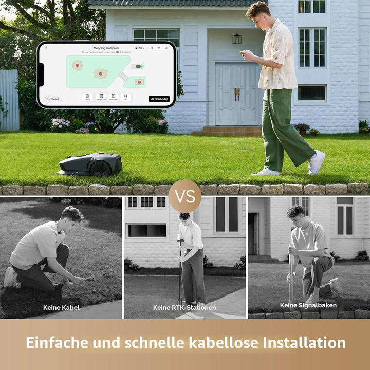 MOVA 600, Rasenmäher Roboter 3D-LiDAR Mähroboter ohne Begrenzungskabel & Genaue Kartierung 600 m², S