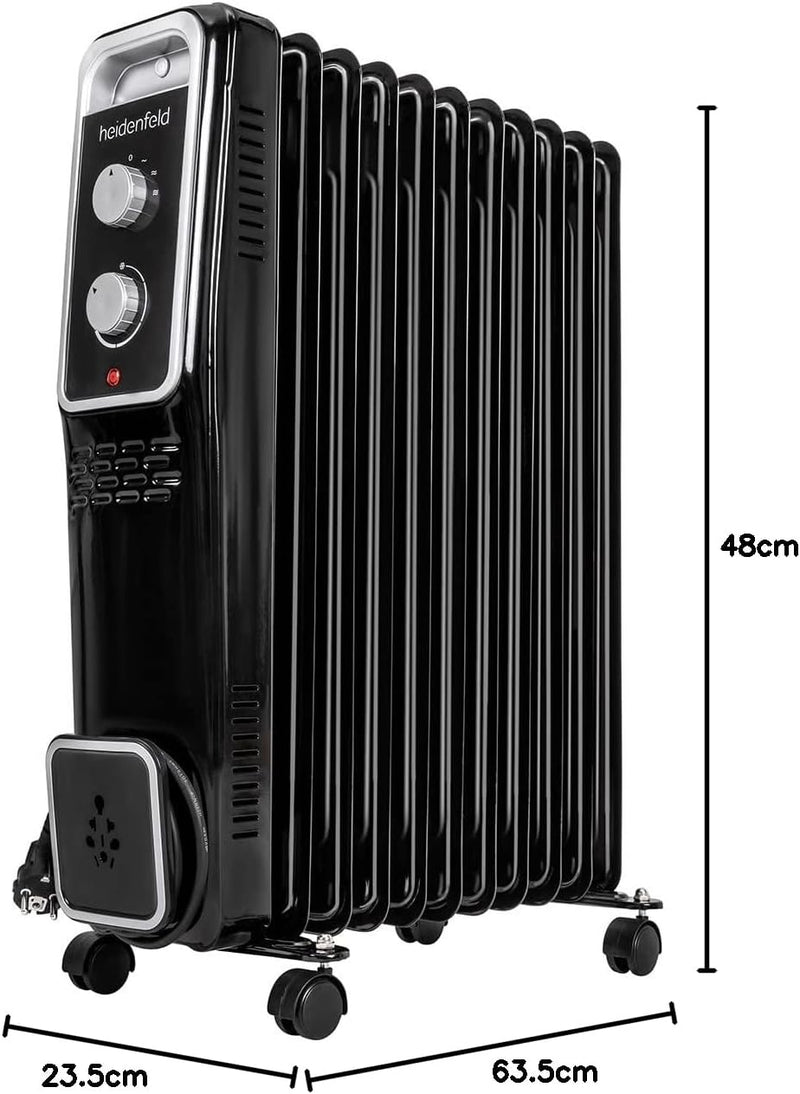 Heidenfeld Ölradiator ÖR100 | 𝟑 𝐉𝐀𝐇𝐑𝐄 𝐆𝐀𝐑𝐀𝐍𝐓𝐈𝐄 - 2500 Watt - Timerfunktion - Energiesparend - Öl Rad