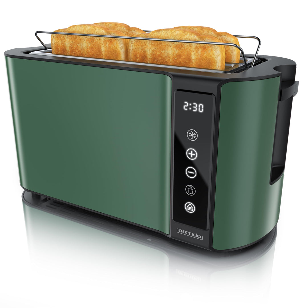 Arendo - Edelstahl Toaster Langschlitz 4 Scheiben- Touchscreen – Doppelwandgehäuse – 1500 W – Integr