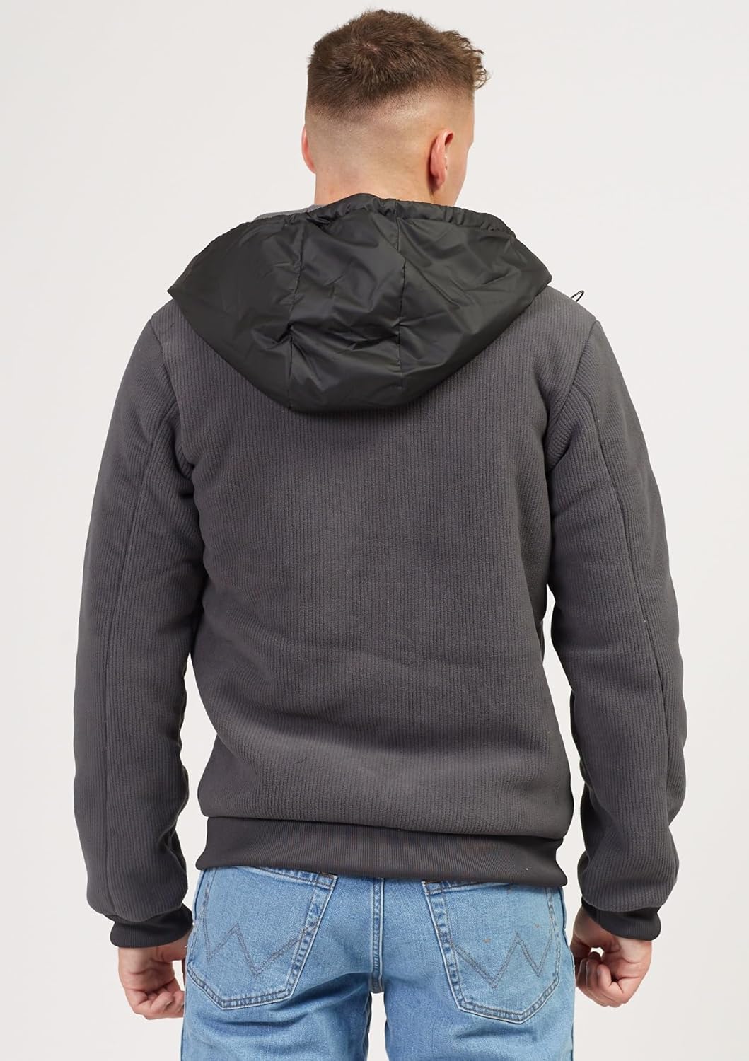 Indicode Herren Strickjacke Barton Kapuzenjacke Winter Jacke gefüttert mit Kapuze L Dk Grey, L Dk Gr