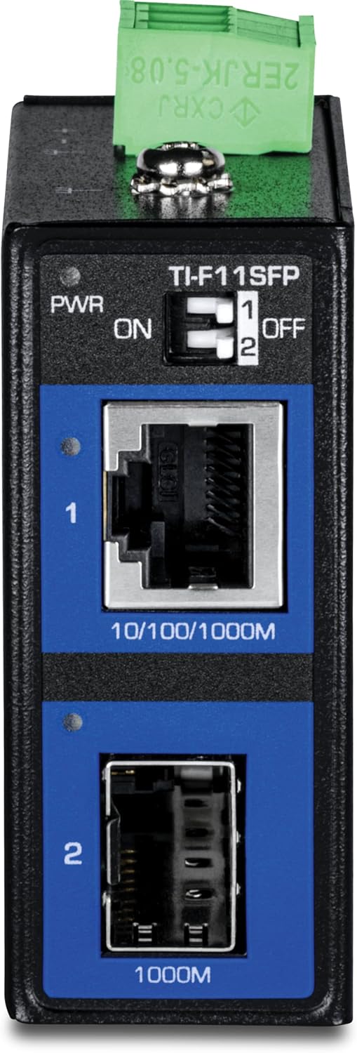 TRENDnet TI-F11SFP Gehärteter Industrieller 100/1000 Base-T zu SFP Medienkonverter, DIN-Schiene/Wand