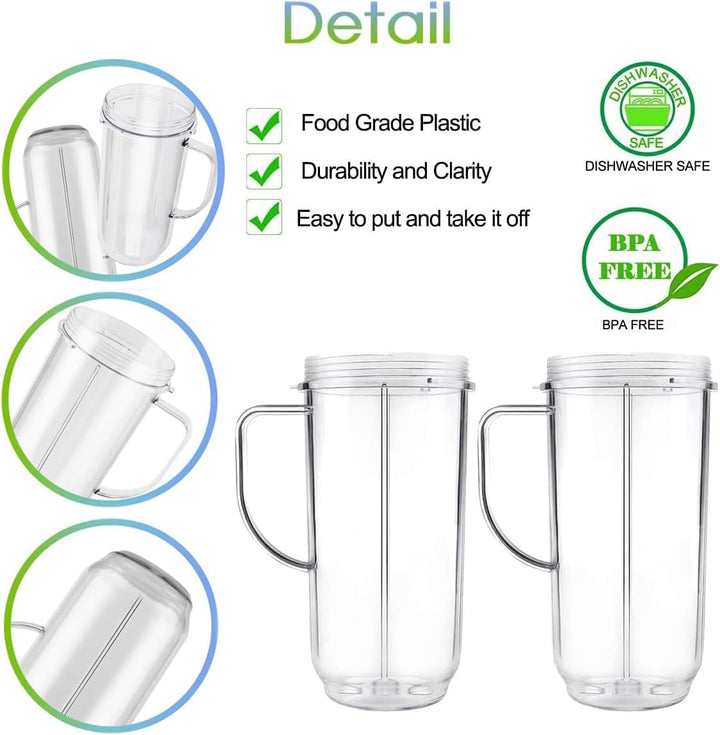 650ml Becher Entsafter Tassen Kompatibel mit Nutribullet Magic Bullet 200W Elektrischer Mixer - 22 U