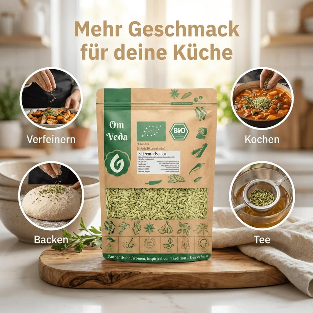 BIO Fenchelsamen 900g Fenchel Gewürz Fenchelsaat Fennel Seeds ganz | BIO-Qualität | Teegewürz Kräute