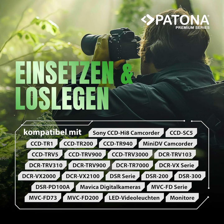 PATONA 2X Premium NP-F750 Akku 5200mAh Ersatzakku kompatibel mit Sony Camcorder, LED Indikatoren Bel