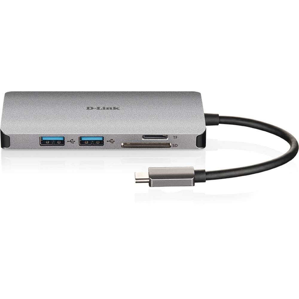 D-Link DUB-M810 8 in 1 USB C Hub (USB C Adapter mit HDMI 4K und 1080p, 3x USB 3 / USB 2, 1x Netzwerk