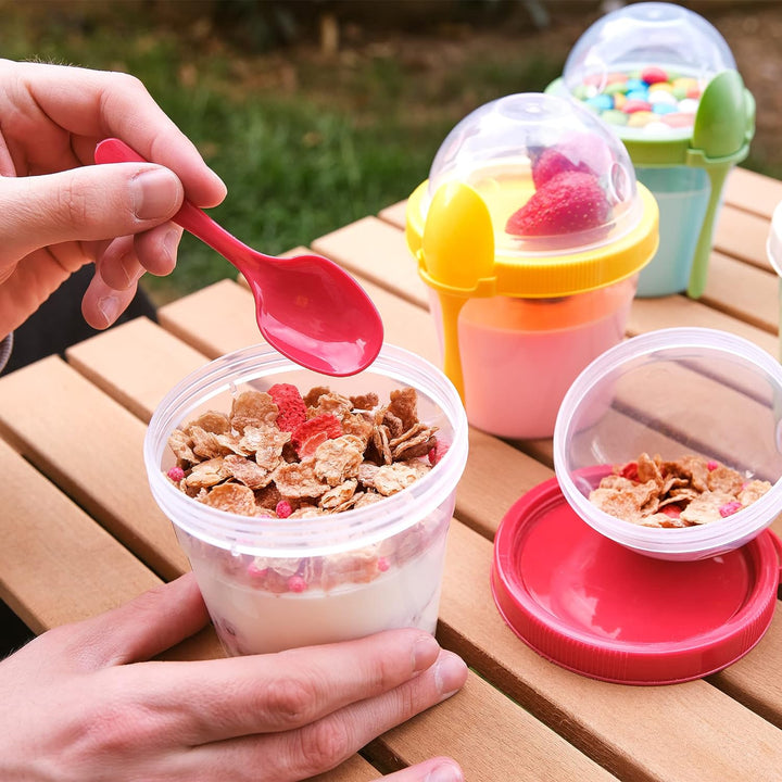 CRYSTALIA Joghurt Becher to Go mit Deckel Set 4 500ml 100% BPA FREI Müslibecher to Go, Porridge To G
