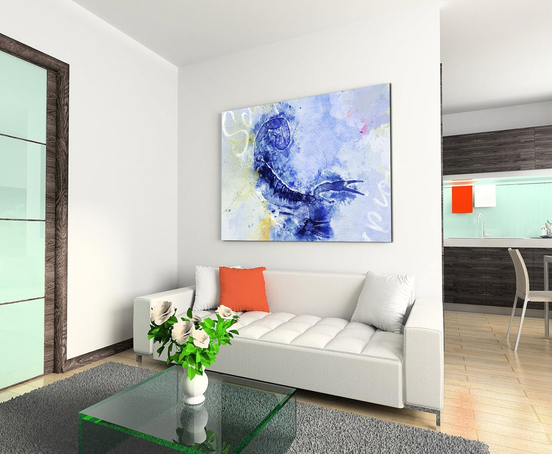 Paul Sinus Art Bild Leinwand 120x80cm Skorpion im Angriffsmodus mit Kalligraphie, 120x80cm