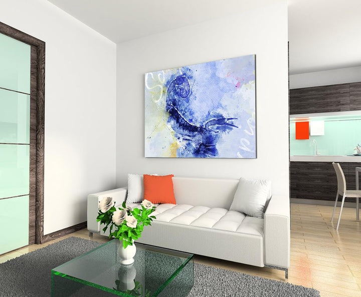 Paul Sinus Art Bild Leinwand 120x80cm Skorpion im Angriffsmodus mit Kalligraphie, 120x80cm