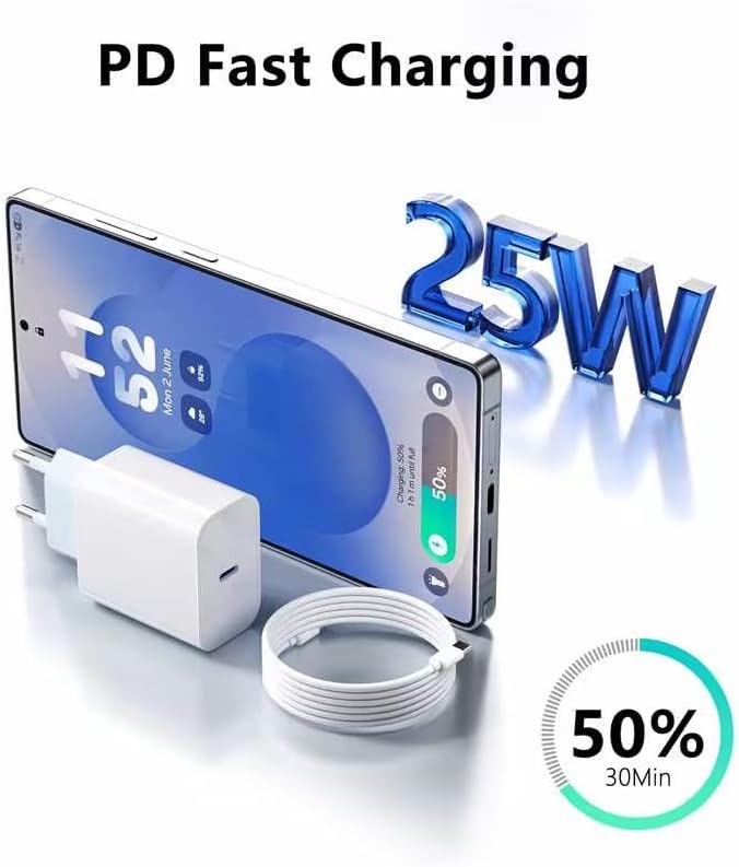 3er-Pack USB C 25W Ladegerät Ladekabel, Schnellladegerät PD3.0 Stecker Typ C Handy Netzteil Wand-Lad