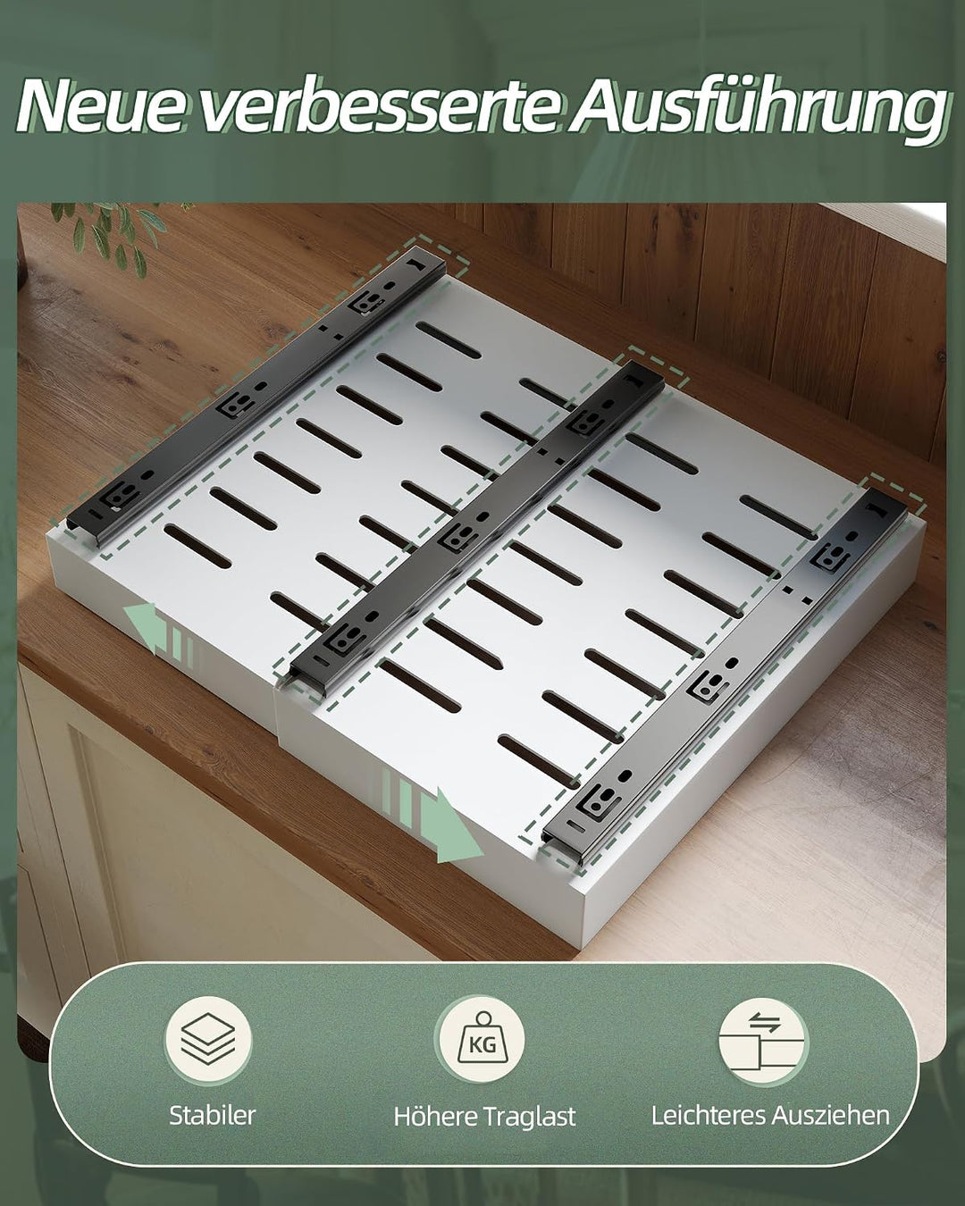 NETEL 2er-Pack Teleskopschublade Ausziehbarer Schubladen Organizer Einstellbare Breite 32-52cm für K