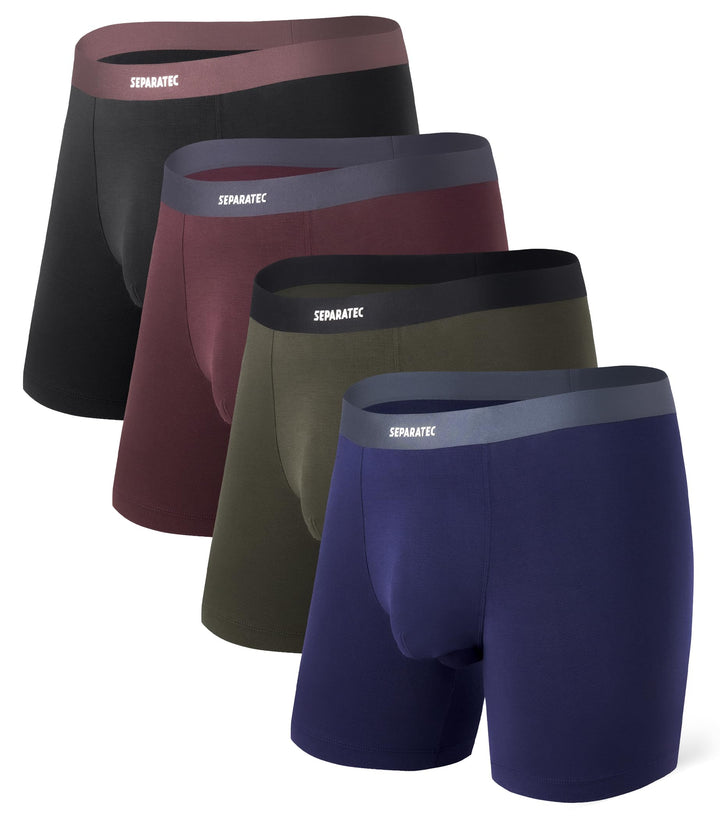 Separatec Herren Boxershorts 4er Pack Doppelbeutel Dual Pouch, Bambus Unterhosen Männer, Stretcken H