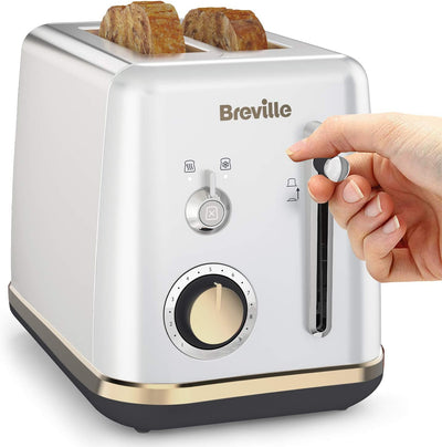 Breville Toaster für 2 Scheiben mit Brötchenaufsatz | Mostra-Kollektion | Mondscheinsilber mit Golda