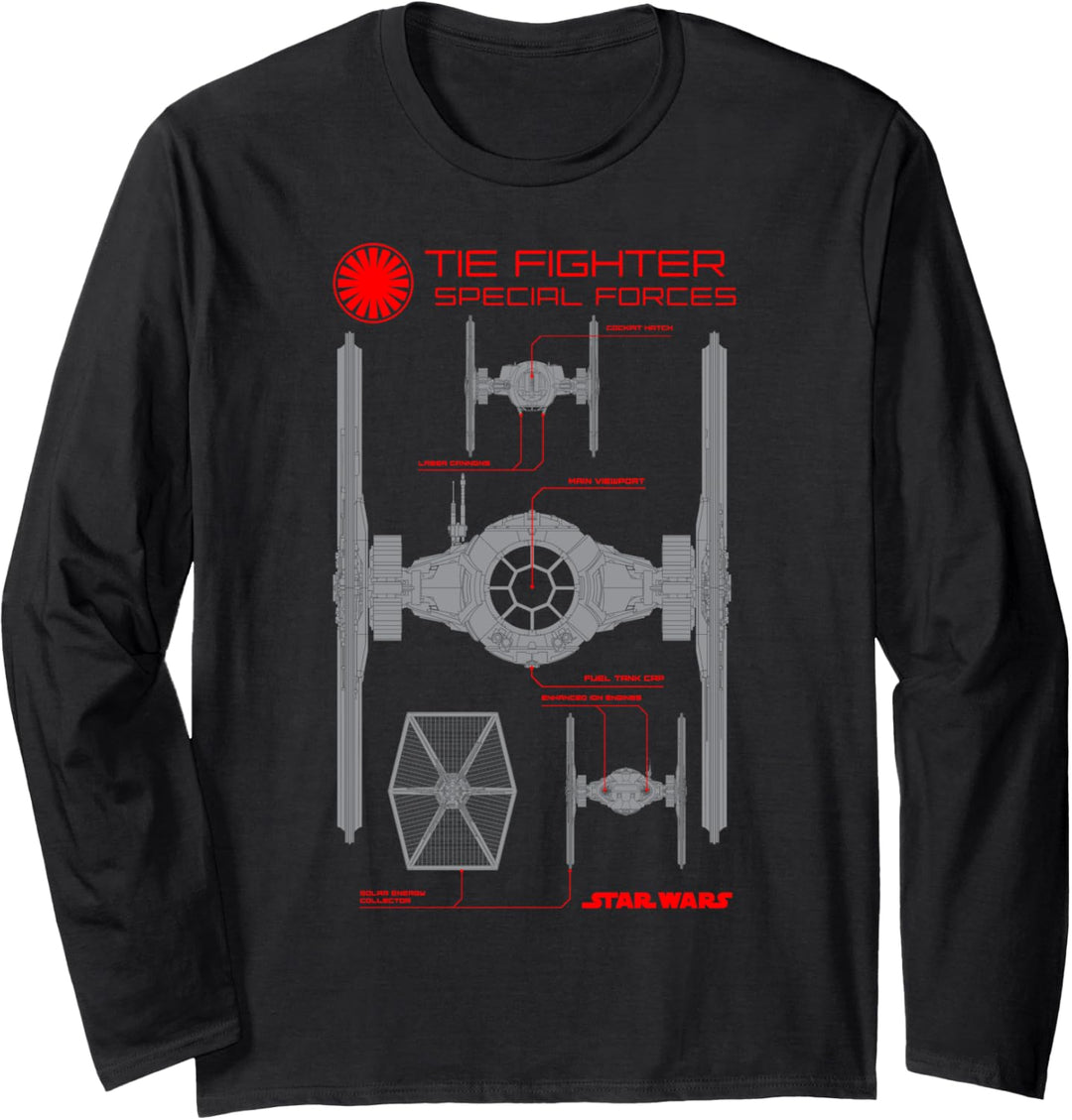 Star Wars The Force Awakens TIE Fighter Schematics Langarmshirt