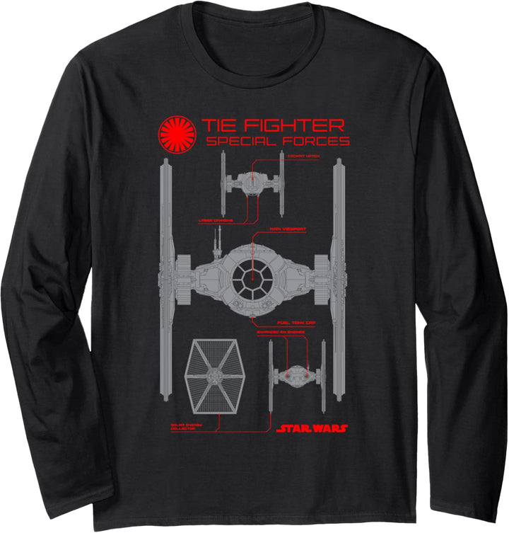 Star Wars The Force Awakens TIE Fighter Schematics Langarmshirt