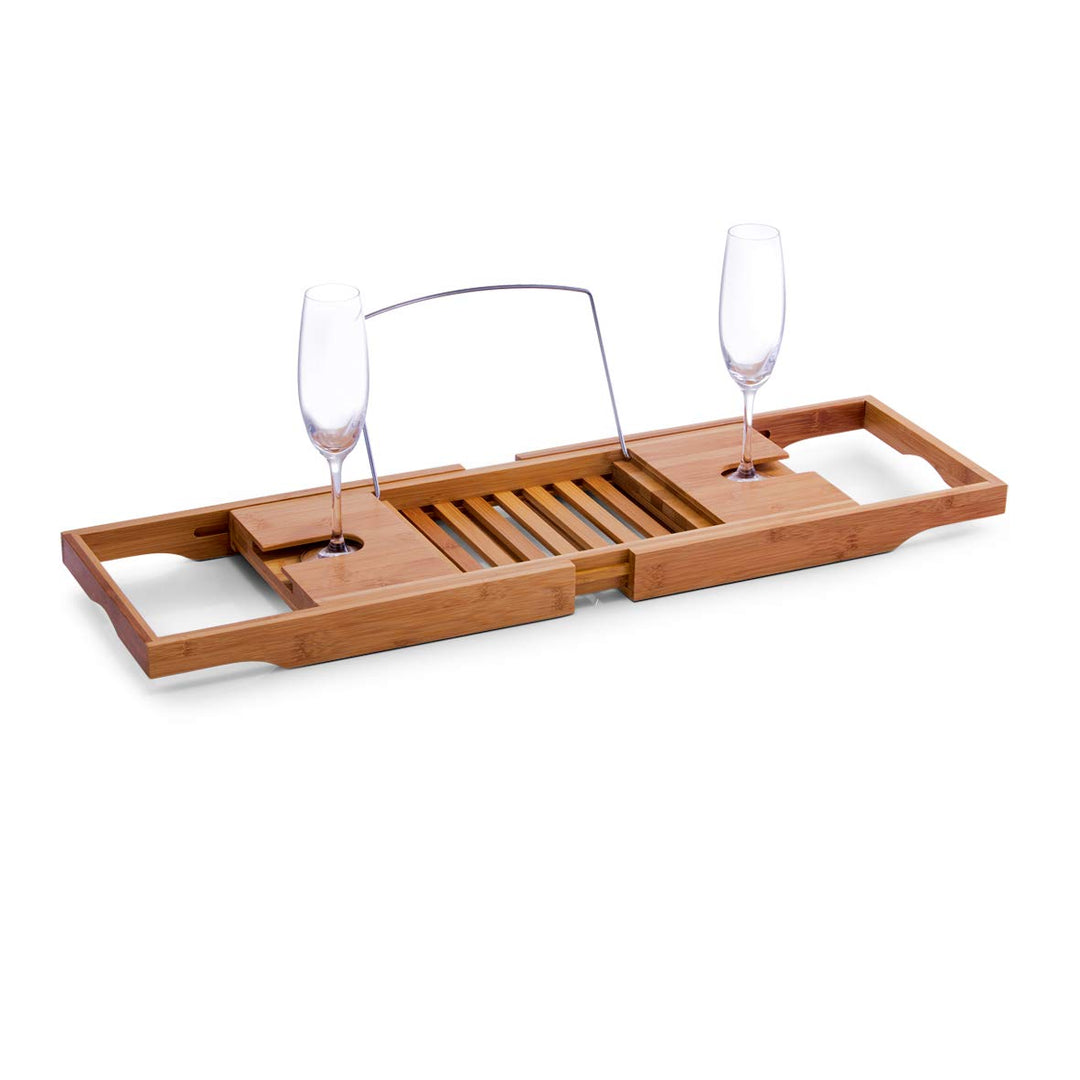 Zeller 13606 Badewannenablage, Bamboo/Metall verchromt, ca. 70-105 x 22 x 4 cm,
