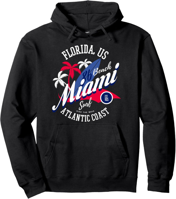 Miami Florida USA Surf Novelty Graphic Tees & Cool Designs Pullover Hoodie