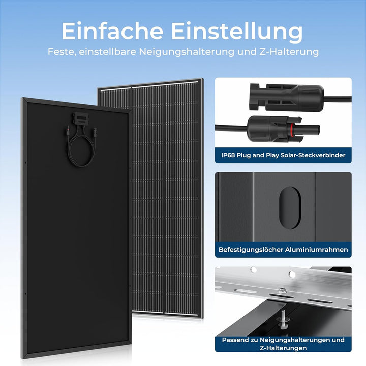 220W Solarpanel Monokristallines, 12V Solarmodul mit Hocheffizientes Aluminiumrahmen, PV Modul für B