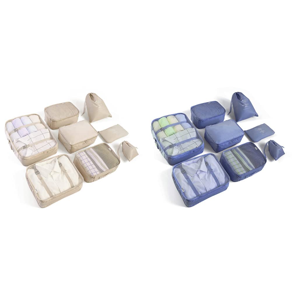 BillyBath Koffer Organizer set (8 teilig, Beige) & Organizer set, Packing Cubes Kleidertaschen Schuh