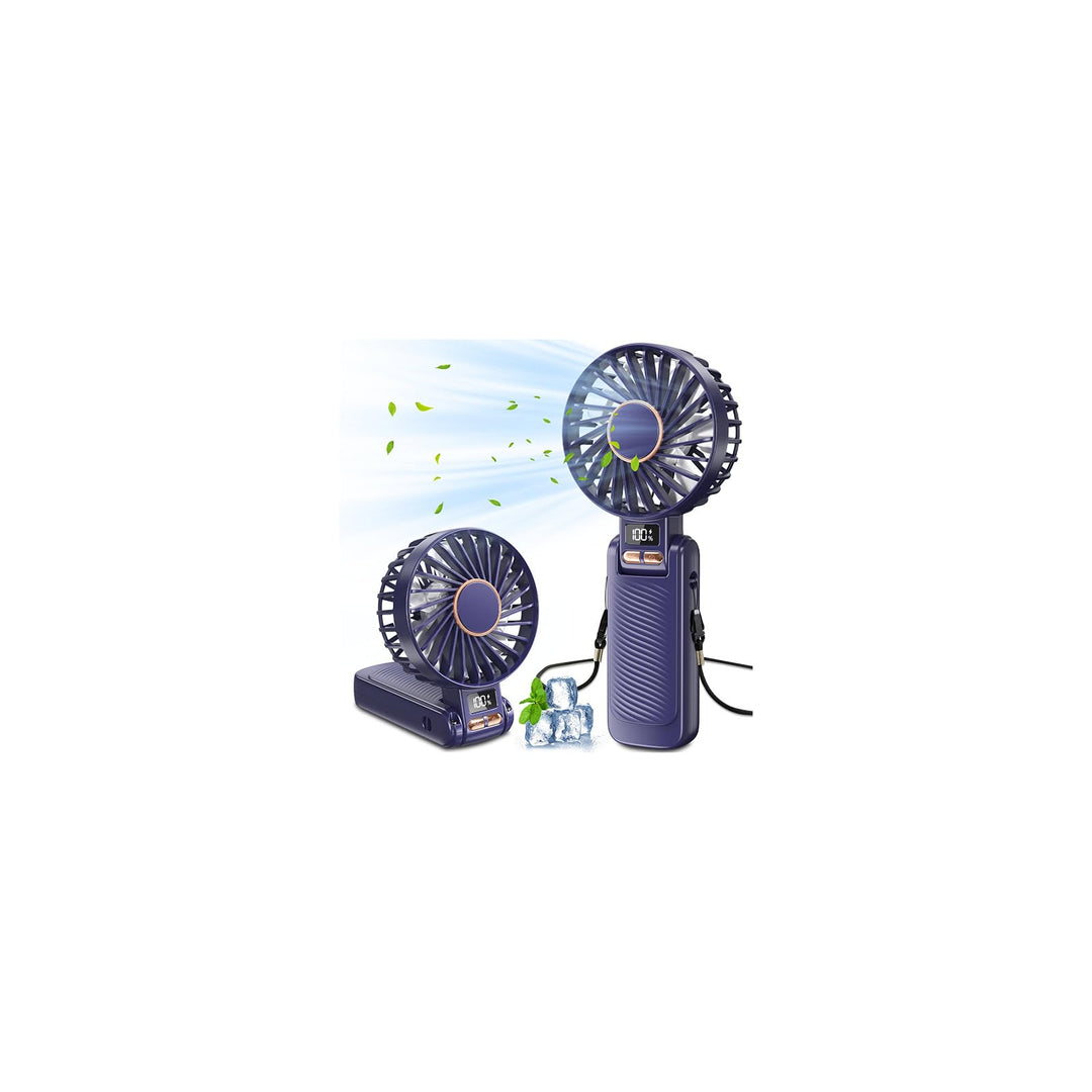 Handventilator, Tragbarer Mini-Ventilator mit 4500mAh Akku Aufladbar, 5 Stufen und Lange 20Std, LED-