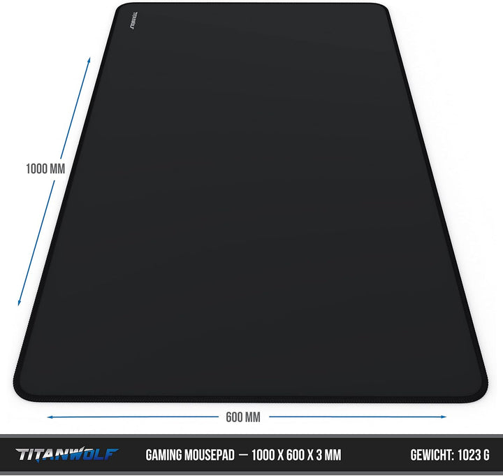 TITANWOLF - Übergrösse Mauspad Gaming 1000x600mm - XXXL Mousepad gross mit Motiv - Tischunterlage La