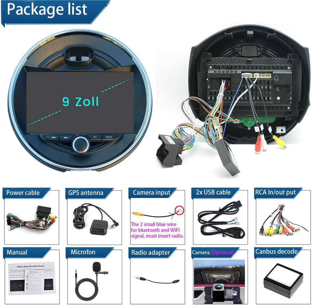 Auto Radio Autospieler GPS Navi Navigation Carplay/Android Autoradio 9 Zoll HD-Touchscreen, Ersatz f