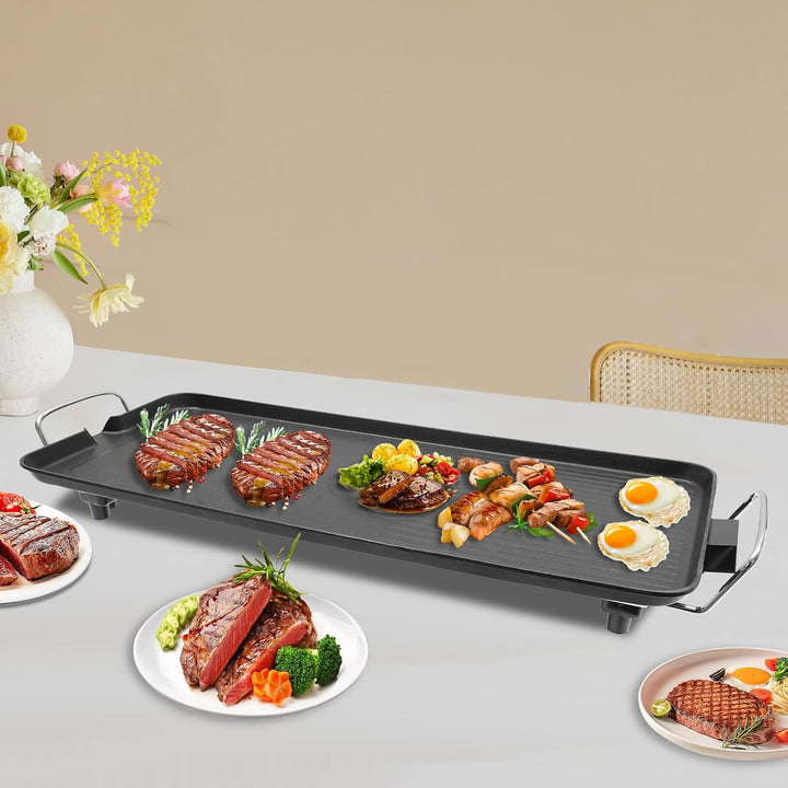 Elektrischer Tischgrill, Balkongrill Elektro, Grill Elektro Utomhus, 1500W Plancha Teppanyaki Grillp