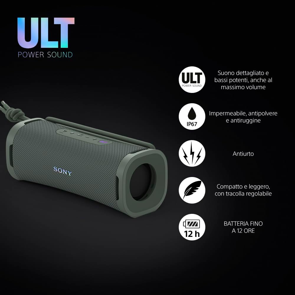 Sony ULT Field 1 - Kabelloser tragbarer Bluetooth-Lautsprecher mit ULT Power Sound, kraftvollem Bass