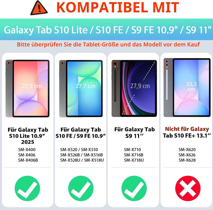 SEYMAC Hülle für Samsung Galaxy Tab S10 Lite / S10 FE / S9 FE 10,9 Zoll / S9 11 Zoll, Stossfeste Hül