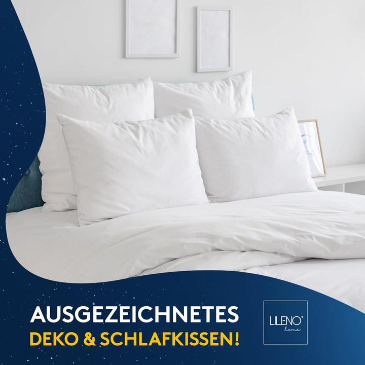 LILENO HOME Microfaser Nackenrolle 15x40 cm [2er Set] bis 95 Grad waschbar mit Reissverschluss - Kop
