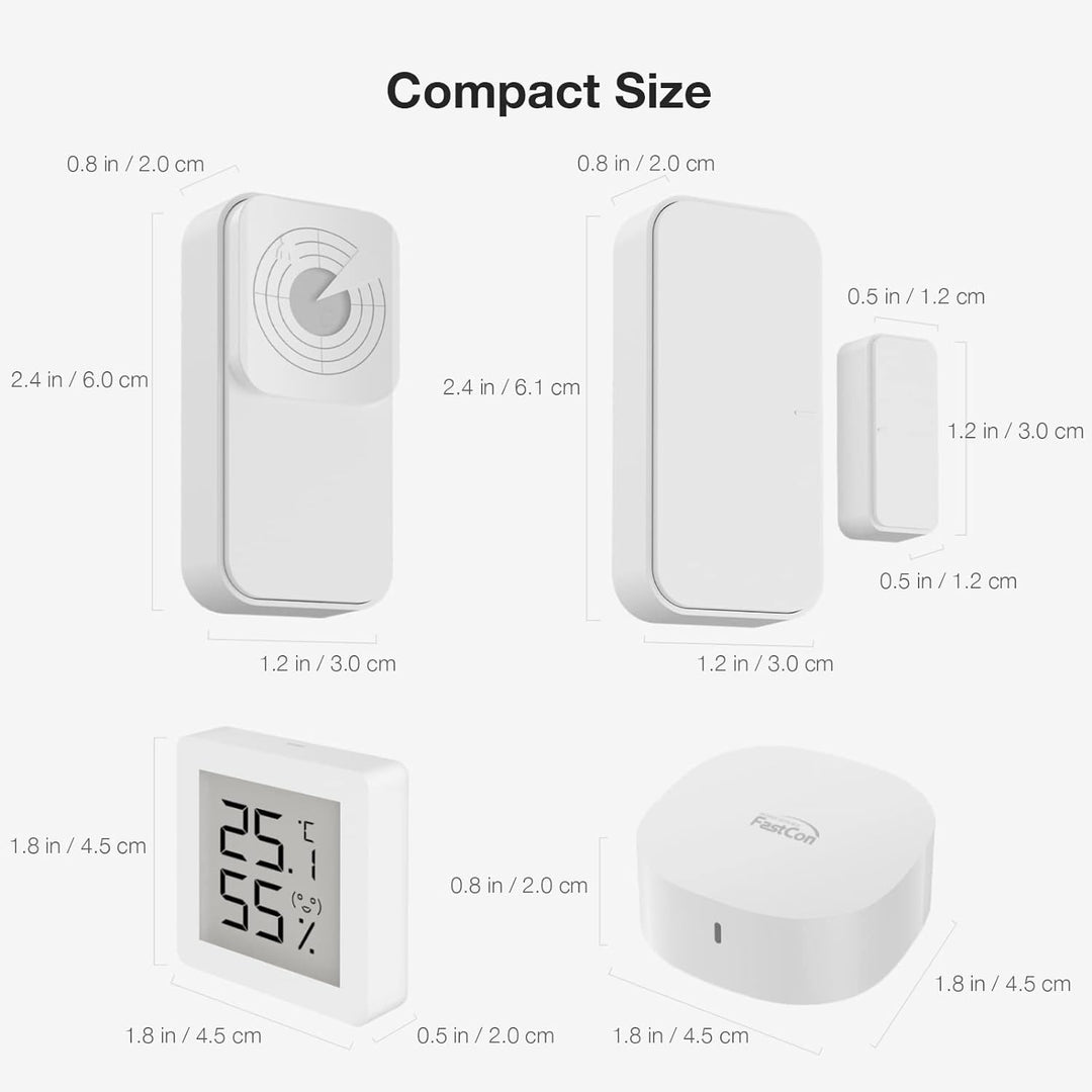 Broadlink Smart Home, Fastcon Sensor-Kit – inklusive Radar-Bewegungssensor, Türsensor, Temperatur- u