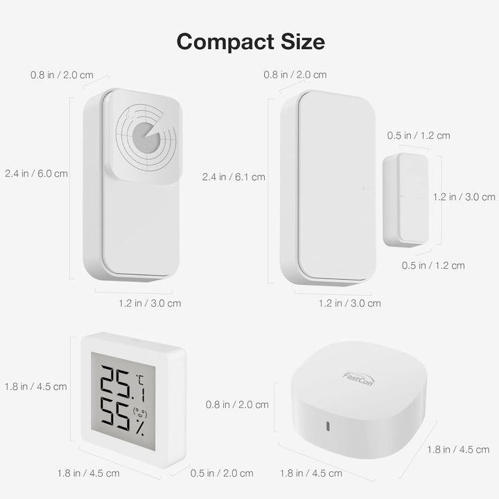Broadlink Smart Home, Fastcon Sensor-Kit – inklusive Radar-Bewegungssensor, Türsensor, Temperatur- u