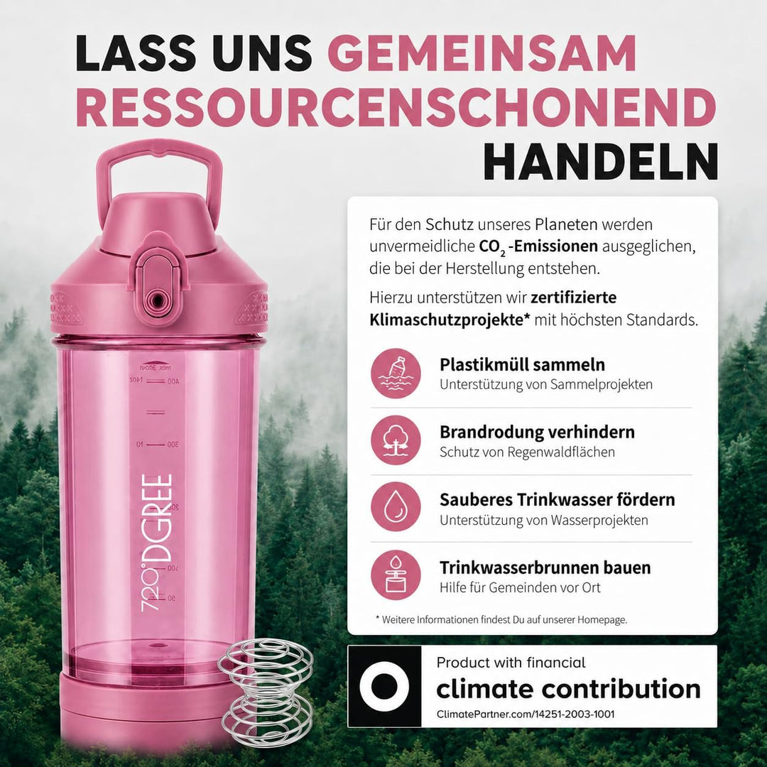 720°DGREE Protein Shaker mit Pulverfach 550ml “uberShaker“ – Auslaufsicher, BPA-Frei, Skala, Spiralm