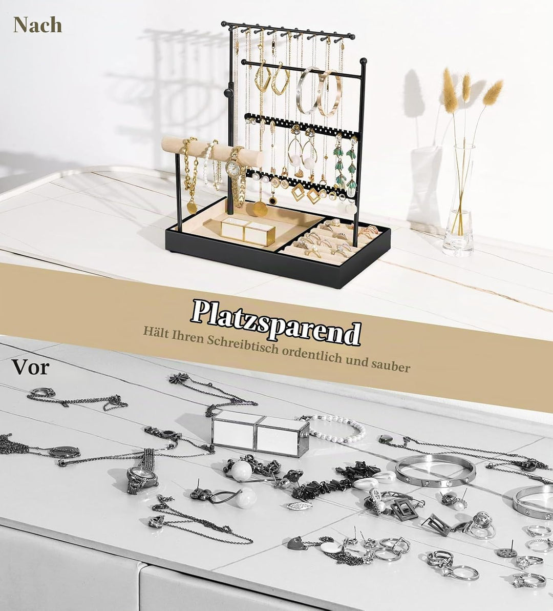 Emibele Schmuck-Halter, Schmuck Organizer Stand Halsketten Ohrringe Armband Halter, 5-Stöckiger Schm