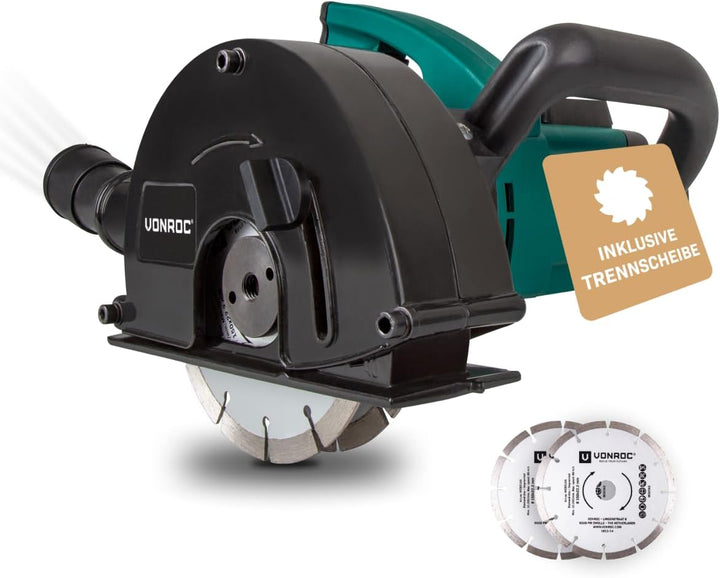 VONROC Mauernutfräse Schlitzfräse mit Absaughaube - Mauerfräse 1700W - Schlitzmaschine für 150mm Kab