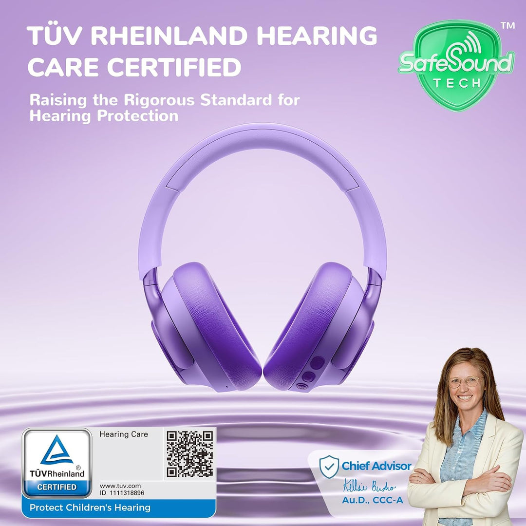 iClever Q950 Noise Cancelling Kopfhörer Kinder, Zertifizierter Gehörschutz | SafeSound Tech 3.1, TÜV