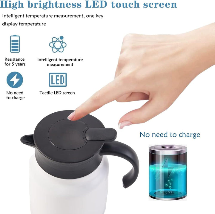 Thermo-Kaffeekaraffe mit Tee-Ei, doppelwandig, mit LED-Display, Edelstahl, Teekaraffee, Teekanne, 12