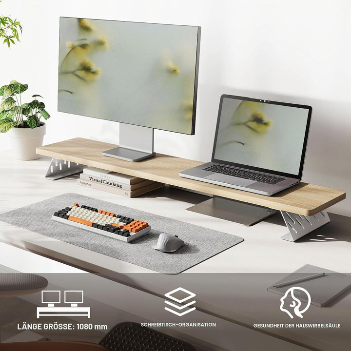 Fenge Dual Monitorständer mit Modernen Metallfüssen Multifunktionaler Bildschirmständer für Computer