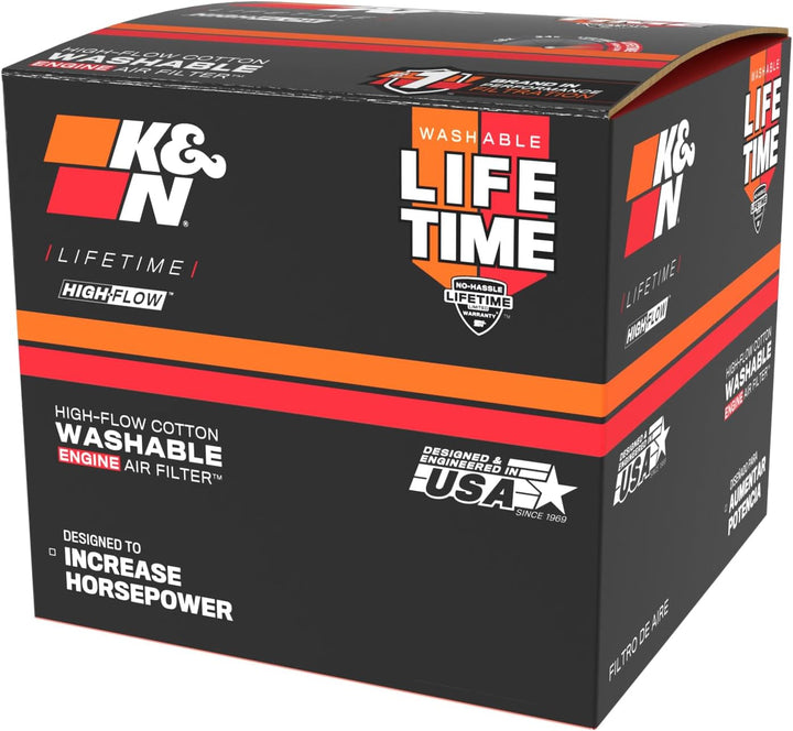 K&N Universal-Klemmluftfilter: Hochleistung, Premium, waschbar, Ersatzfilter: Flanschdurchmesser: 2,