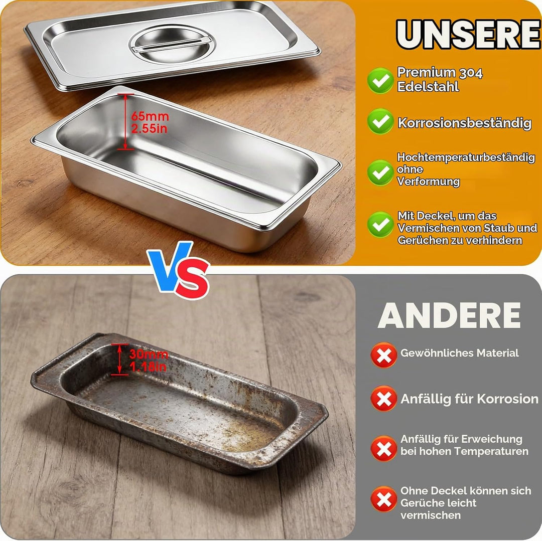 IIRC Panierschalen Set 3-Teilig, 32,5 x 17,5 x 6,5 cm Edelstahl Schale, Panierset für Gebratenes, Fi