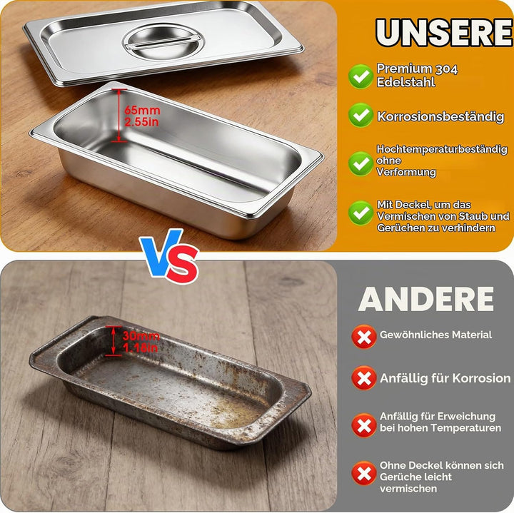 IIRC Panierschalen Set 3-Teilig, 32,5 x 17,5 x 6,5 cm Edelstahl Schale, Panierset für Gebratenes, Fi