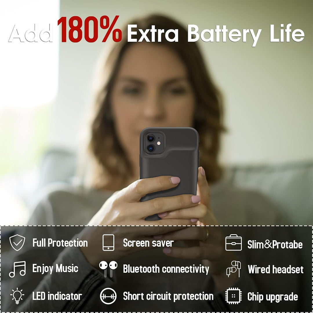 HUOBAO Akkutasche für iPhone 11, [5000mAh] Zusatzladungstasche für iPhone, schützende tragbare Power