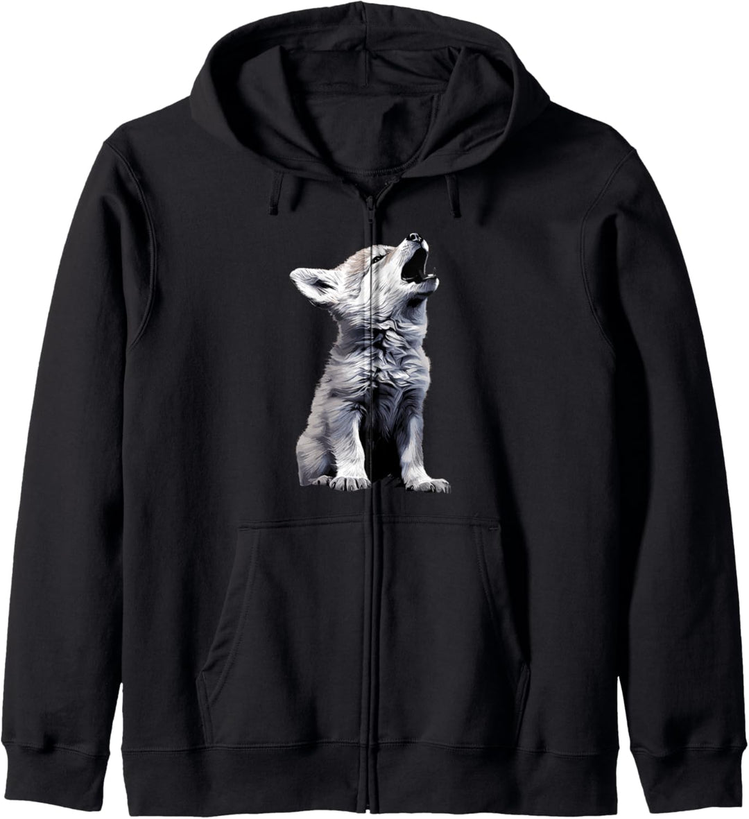 Niedliches Baby Heulender Wolf Junges Wolf Wolf Wolf Kapuzenjacke