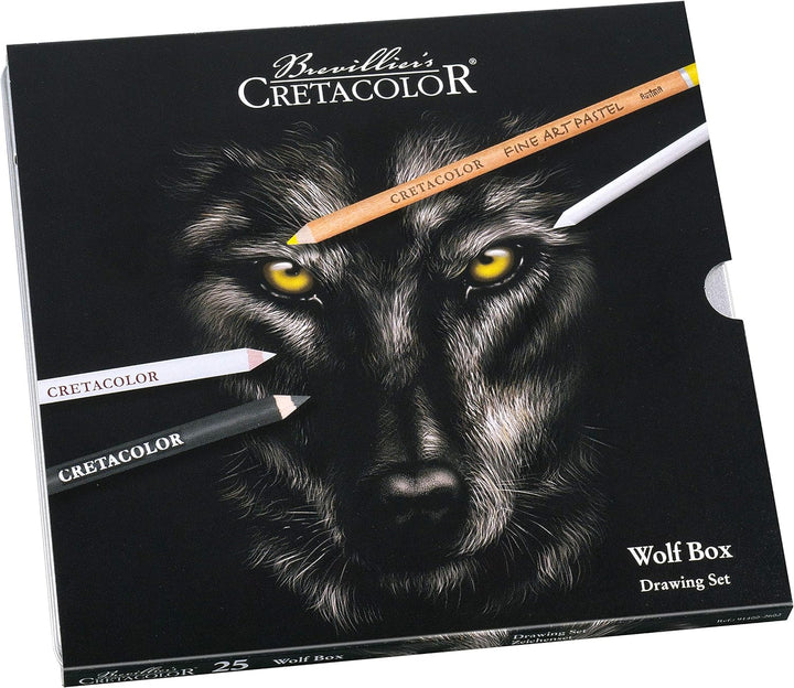 Cretacolor Wolf Box | Schwarz - Weiss Zeichen - Set | 25-teilig
